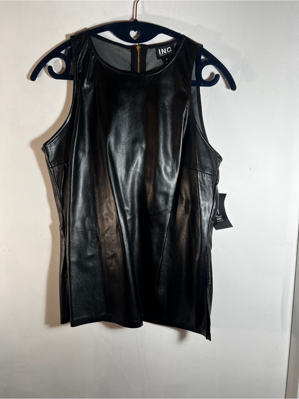 INC Faux Leather Top